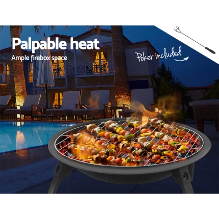 Fire Pit BBQ Charcoal Smoker Portable Outdoor Camping Pits Patio Fireplace 22" - Image 5