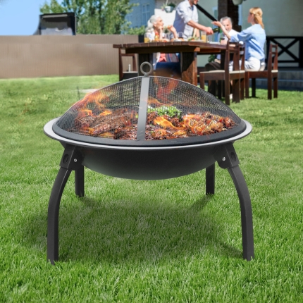 Fire Pit BBQ Charcoal Smoker Portable Outdoor Camping Pits Patio Fireplace 22" - Image 7