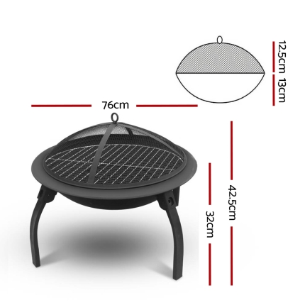 Fire Pit BBQ Charcoal Grill Smoker Portable Outdoor Camping Garden Pits 30" - Image 2