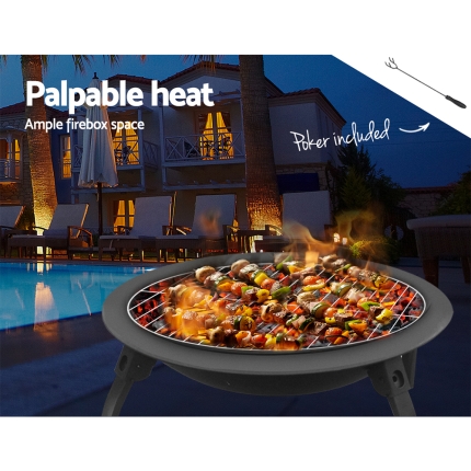 Fire Pit BBQ Charcoal Grill Smoker Portable Outdoor Camping Garden Pits 30" - Image 5