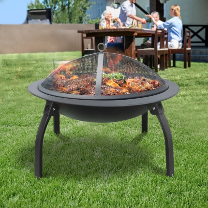 Fire Pit BBQ Charcoal Grill Smoker Portable Outdoor Camping Garden Pits 30" - Image 7
