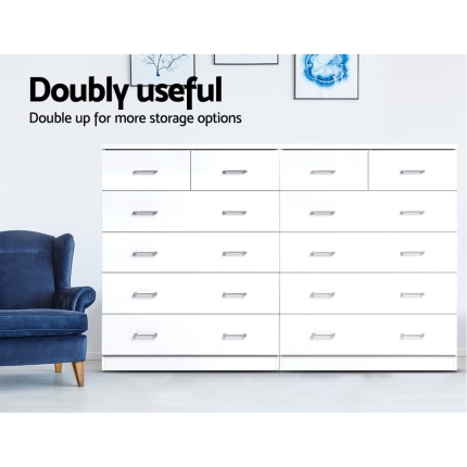 Artiss Tallboy Dresser Table 6 Chest of Drawers Cabinet Bedroom Storage White - Image 5