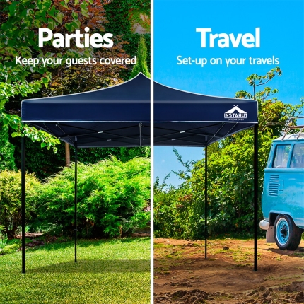 Instahut Gazebo Pop Up Marquee 3x3m Outdoor Tent Folding Wedding Gazebos Navy - Image 4