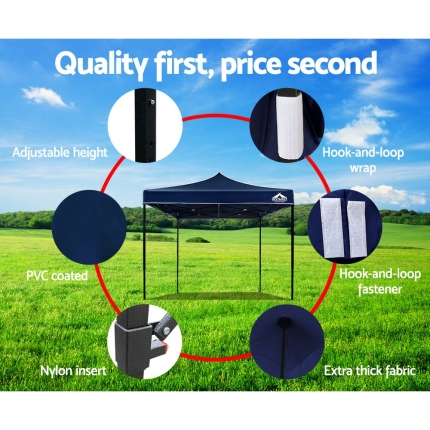 Instahut Gazebo Pop Up Marquee 3x3m Outdoor Tent Folding Wedding Gazebos Navy - Image 6