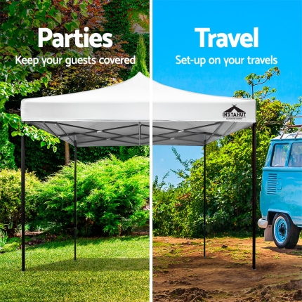 Instahut Gazebo Pop Up Marquee 3x3m Outdoor Tent Folding Wedding Gazebos White - Image 4