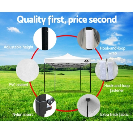 Instahut Gazebo Pop Up Marquee 3x3m Outdoor Tent Folding Wedding Gazebos White - Image 6