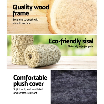 i.Pet Cat Tree 70cm Trees Scratching Post Scratcher Tower Condo House Furniture Wood - Image 4