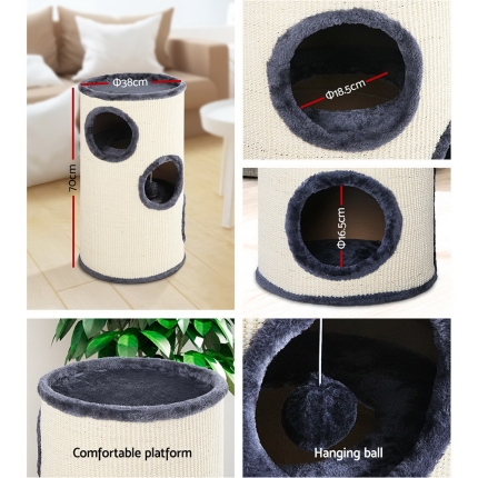 i.Pet Cat Tree 70cm Trees Scratching Post Scratcher Tower Condo House Furniture Wood - Image 5