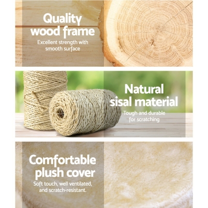 i.Pet Cat Tree 203cm Trees Scratching Post Scratcher Tower Condo House Furniture Wood Beige - Image 4