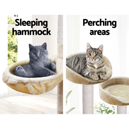 i.Pet Cat Tree 203cm Trees Scratching Post Scratcher Tower Condo House Furniture Wood Beige - Image 6