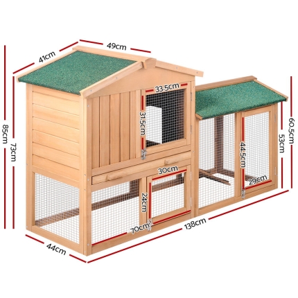 i.Pet 138cm Wide Wooden Pet Coop - Image 2