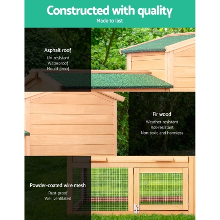 i.Pet 138cm Wide Wooden Pet Coop - Image 3