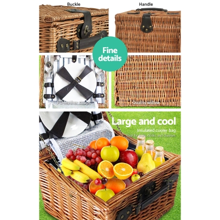 Alfresco 2 Person Picnic Basket Baskets Deluxe Outdoor Corporate Blanket Park - Image 4