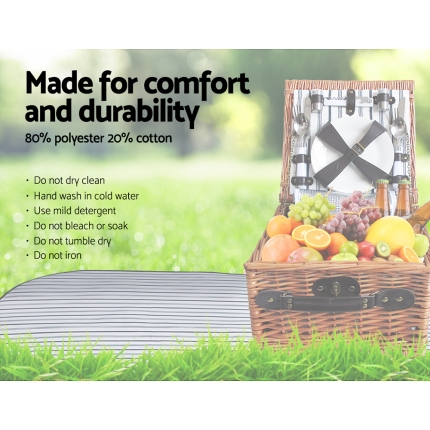 Alfresco 2 Person Picnic Basket Baskets Deluxe Outdoor Corporate Blanket Park - Image 6