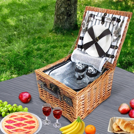 Alfresco 2 Person Picnic Basket Baskets Deluxe Outdoor Corporate Blanket Park - Image 7