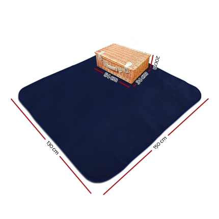 Alfresco 4 Person Picnic Basket Baskets Blue Deluxe Outdoor Corporate Blanket Park - Image 2