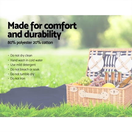 Alfresco 4 Person Picnic Basket Baskets Blue Deluxe Outdoor Corporate Blanket Park - Image 6