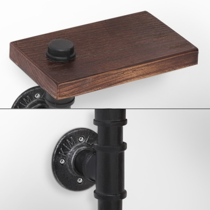 Artiss 1X Wall Shelves Paper Holder Industrial Pipe Shelf DIY Vintage Brackets - Image 5