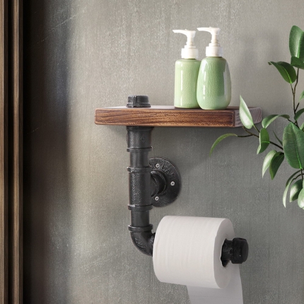 Artiss 1X Wall Shelves Paper Holder Industrial Pipe Shelf DIY Vintage Brackets - Image 7