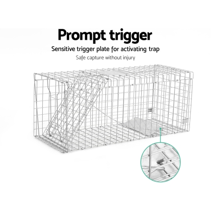 Humane Animal Trap Cage 150 x 50 x 53cm  - Silver - Image 5
