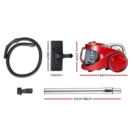 Devanti Bagless Vacuum Cleaner Cleaners Cyclone Cyclonic Vac HEPA Filter Car Home Office 2200W Red - Image 2
