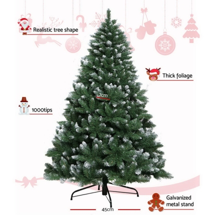 Jingle Jollys 7FT Christmas Snow Tree - Green - Image 3