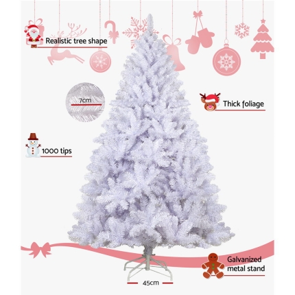 Jingle Jolly's White Christmas Tree Xmas Decorations Home Decor 2.1M 7FT - Image 4