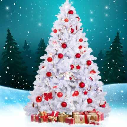 Jingle Jolly's White Christmas Tree Xmas Decorations Home Decor 2.1M 7FT - Image 7