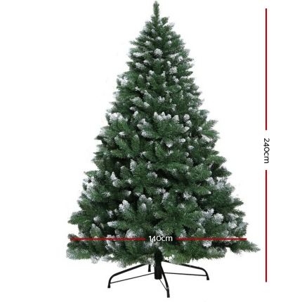 Jingle Jollys 2.4M 8FT Christmas Tree Xmas Home Decoration 1400 Tips Snowy Green - Image 2