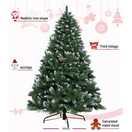 Jingle Jollys 2.4M 8FT Christmas Tree Xmas Home Decoration 1400 Tips Snowy Green - Image 4