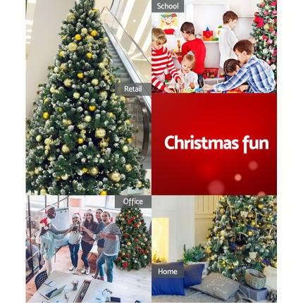 Jingle Jollys 2.4M 8FT Christmas Tree Xmas Home Decoration 1400 Tips Snowy Green - Image 6