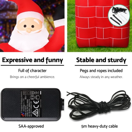 Jingle Jollys 1.8M Christmas Inflatable Archway with Santa Xmas Decor LED - Image 6