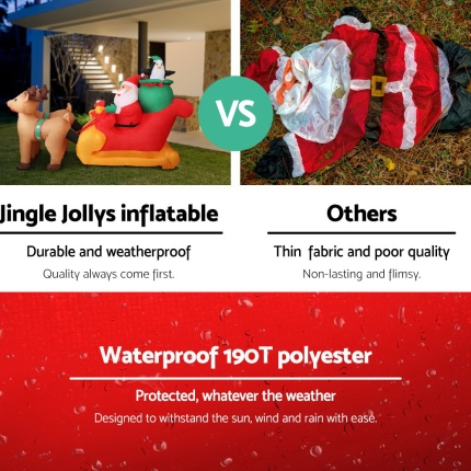 Jingle Jollys 2.2M Christmas Inflatable Santa Sleigh Ride Reindeer Deer Decor - Image 4