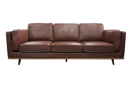3 Seater Stylish Leatherette Brown York Sofa - Image 2
