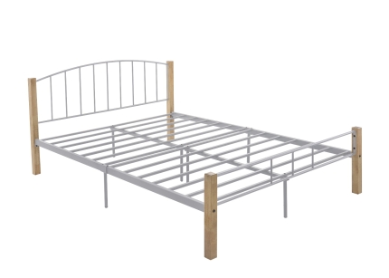 QUEEN  bed frame w/ solidwood post in Natural + Silver - Image 3