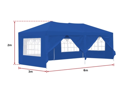 3x6m Gazebo Outdoor Marquee Tent Canopy Blue - Image 3