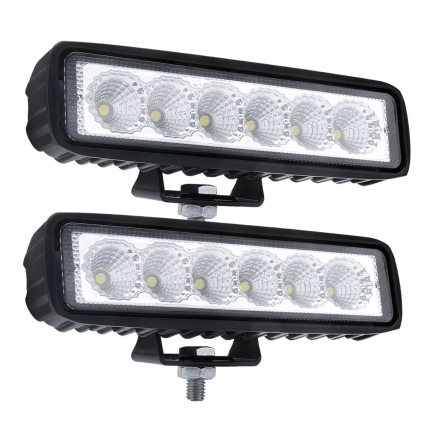 2 x 6inch 18W LED Work Light Bar Driving Lamp Flood Truck Offroad MINING UTE 4WD - Image 2