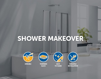 4 Fold Chrome Folding Bath Shower Screen Door Panel 1000 x 1400mm - Image 3