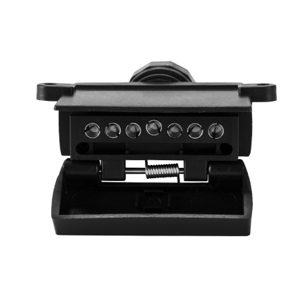 7 Pin Female Flat Socket Quick Fit Rectangle Caravan Trailer Boat Adapter Black - Image 1