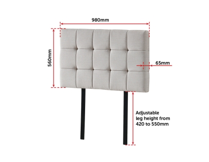 Linen Fabric Single Bed Deluxe Headboard Bedhead - Beige - Image 4