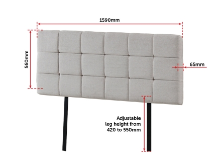 Linen Fabric Queen Bed Deluxe Headboard Bedhead - Beige - Image 4