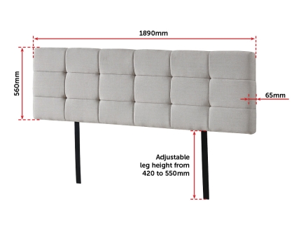 Linen Fabric King Bed Deluxe Headboard Bedhead - Beige - Image 3