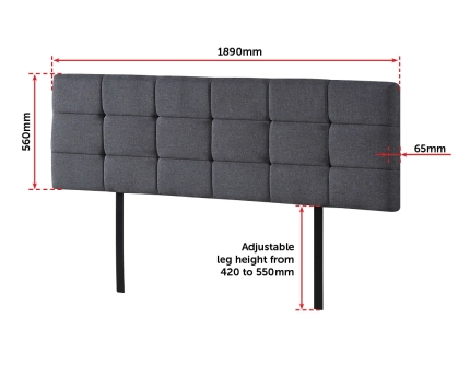 Linen Fabric King Bed Deluxe Headboard Bedhead - Grey - Image 4