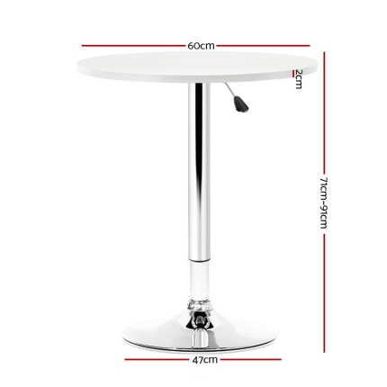 Artiss Adjustable Bar Table Gas Lift Wood Metal White - Image 2