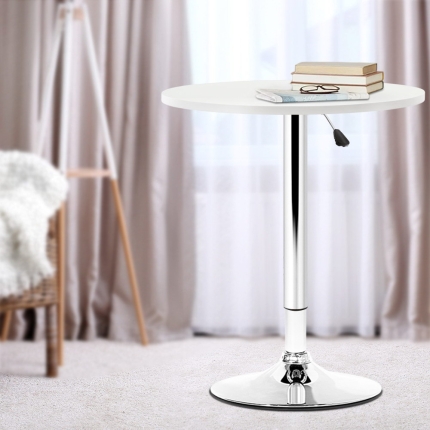 Artiss Adjustable Bar Table Gas Lift Wood Metal White - Image 7