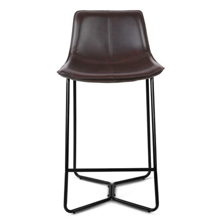 Artiss Set of 2 PU Leather Bar Stools - Metal Black - Image 3