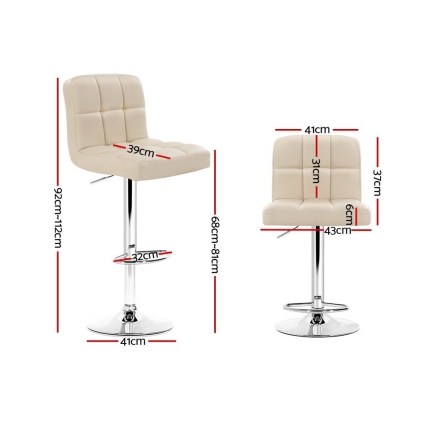 Artiss Set of 2 PU Leather Gas Lift Bar Stools - Beige - Image 2