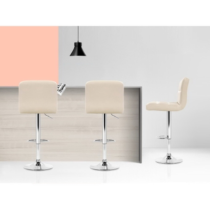 Artiss Set of 2 PU Leather Gas Lift Bar Stools - Beige - Image 5