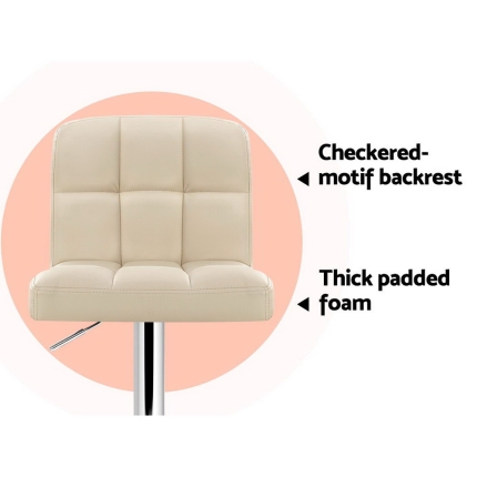 Artiss Set of 2 PU Leather Gas Lift Bar Stools - Beige - Image 6