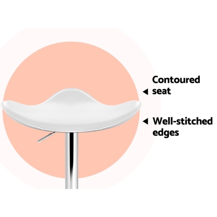 Artiss Set of 2 Gas Lift Bar Stools PU Leather - White and Chrome - Image 4